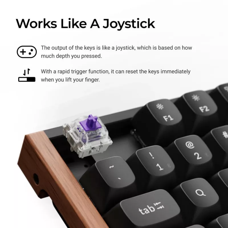 Keychron K8H-F1 75% Magnetinė Wood Black žaidimų klaviatūra