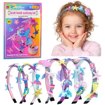 LEAN TOYS DIY kūrybinis rinkinys jūros kriauklių undinės plaukų juostoms gaminti