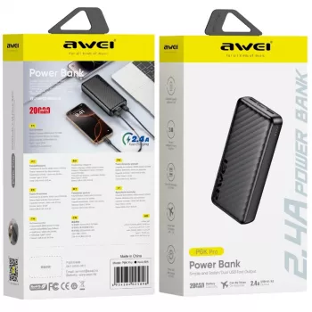 AWEI P6K Pro Power Bank 20000mAh 2xUSB-A/USB-C Juoda