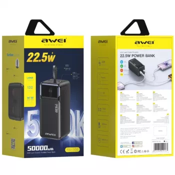 AWEI PA-106 Power Bank 50000mAh 22.5W PD 3xUSB-C Juoda