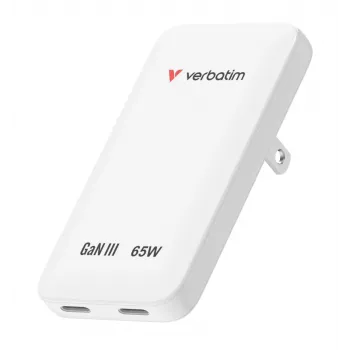 Verbatim Slim GaN Charger 2 prievadų 65W (EU/UK/US) baltas