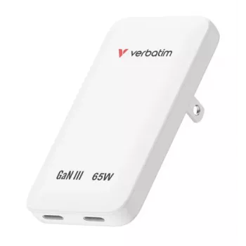 Verbatim Slim GaN Charger 2 prievadų 65W (EU/UK/US) baltas