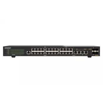 QNAP QSW-M2130P-2C2S26T 26 prievadų 2.5GbE PoE++ valdomas 2 lygio stelažinis komutatorius su 2x 10GbE SFP+ ir 2x 10GbE kombinuotais prievadais, 370W PoE biudžetas