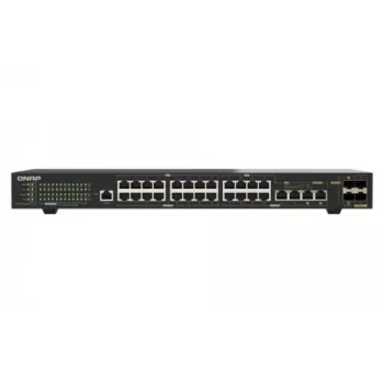 QNAP QSW-M2130P-2C2S26T 26 prievadų 2.5GbE PoE++ valdomas 2 lygio stelažinis komutatorius su 2x 10GbE SFP+ ir 2x 10GbE kombinuotais prievadais, 370W PoE biudžetas