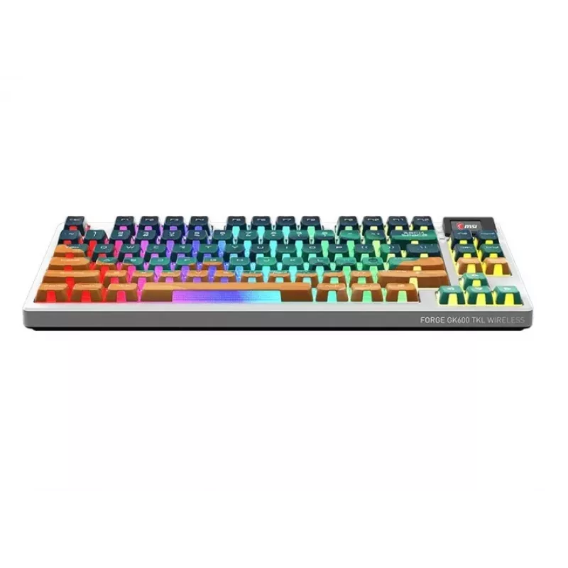 MSI Forge GK600 TKL belaidė mechaninė žaidimų klaviatūra - Mars US ANSI, trijų režimų, karštai keičiami Forge jungikliai, RGB apšvietimas kiekvienam klavišui, PBT klavišų dangteliai