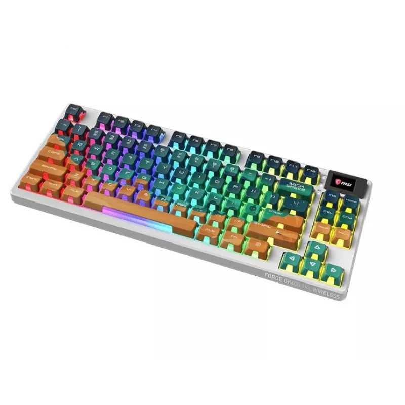 MSI Forge GK600 TKL belaidė mechaninė žaidimų klaviatūra - Mars US ANSI, trijų režimų, karštai keičiami Forge jungikliai, RGB apšvietimas kiekvienam klavišui, PBT klavišų dangteliai