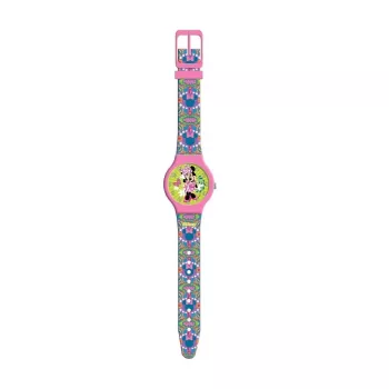 PULIO analoginis laikrodis skardinėje dėžutėje - Disney Minnie Mouse, rožinis PU odos dirželis, kvarcinis mechanizmas, 30mm metalo lydinio korpusas, atsparus vandeniui, mergaitėms nuo 6 metų