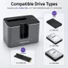 Qoltec 2in1 HDD SSD prijungimo stotelė SATA M.2 NVMe su klonavimu, USB-C 3.2 Gen 2, 10Gbps, iki 28TB, aliuminio