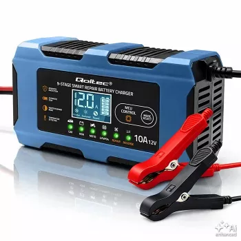 Qoltec 52668 Protingas akumuliatoriaus įkroviklis 12V 10A su atkūrimo funkcija, skirtas AGM GEL LiFePO4