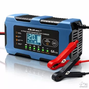 Qoltec 52669 Protingas akumuliatoriaus įkroviklis 12V 6A su atkūrimo funkcija, skirtas AGM GEL LiFePO4