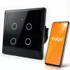 Qoltec Smart Touch Light Switch 4-Gang Wi-Fi Timer Tuya | Grūdintas stiklas | Baltas
