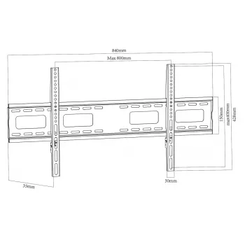 MACLEAN MC-420 fiksuotas TV laikiklis prie sienos 43-120 colių ekranams, 120 kg, VESA iki 900x600, juodas