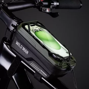 WILDMAN GX200 Dviračio rėmo krepšys su telefono laikikliu, žalias