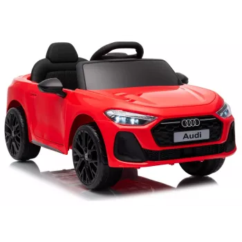 LEAN CARS Audi A5L HL788 raudonas 12V elektrinis vaikiškas automobilis su tėvų nuotolinio valdymo pultu, EVA ratais, LED žibintais, muzikos skydeliu, saugos diržu, eko-odos sėdyne, 3-6 metų amžiui
