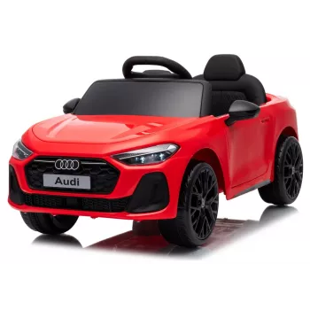 LEAN CARS Audi A5L HL788 raudonas 12V elektrinis vaikiškas automobilis su tėvų nuotolinio valdymo pultu, EVA ratais, LED žibintais, muzikos skydeliu, saugos diržu, eko-odos sėdyne, 3-6 metų amžiui