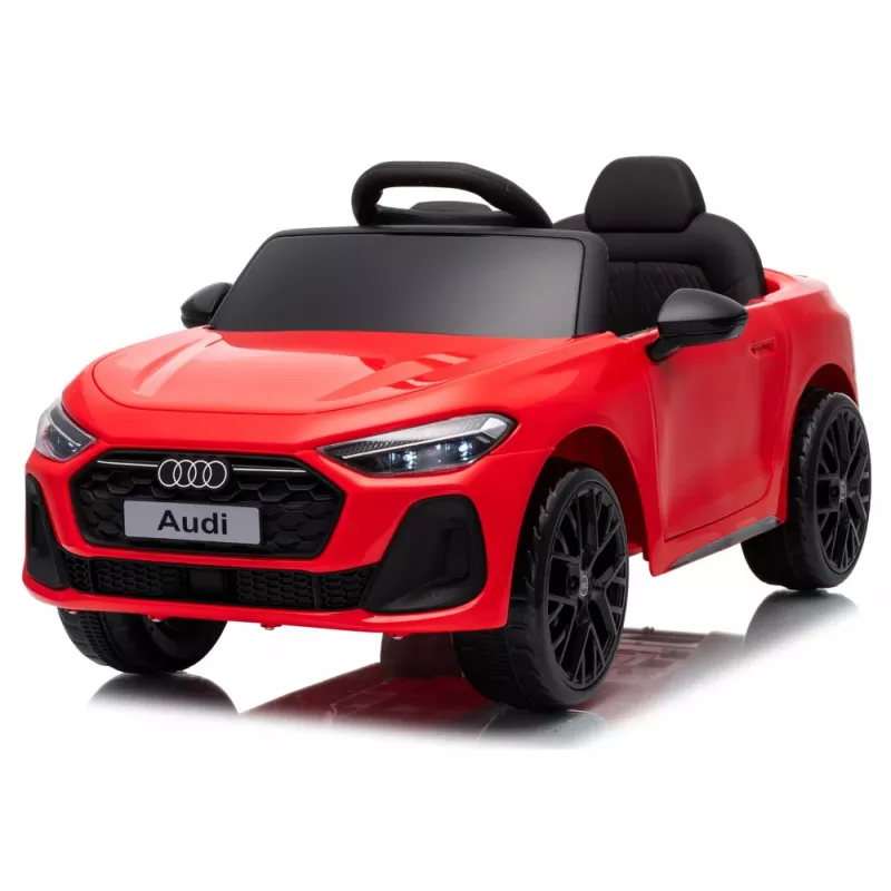 LEAN CARS Audi A5L HL788 raudonas 12V elektrinis vaikiškas automobilis su tėvų nuotolinio valdymo pultu, EVA ratais, LED žibintais, muzikos skydeliu, saugos diržu, eko-odos sėdyne, 3-6 metų amžiui