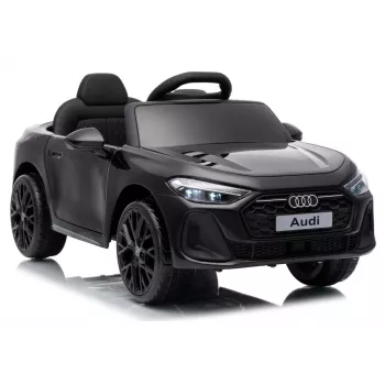 LEAN CARS Audi A5L HL788 juodas 12V baterijomis varomas vaikiškas automobilis su tėvų nuotolinio valdymo pultu, LED žibintais, MP3, EVA putplasčio ratais, eko-odos sėdyne, 30 kg maksimalia apkrova, vaikams nuo 3 iki 8 metų