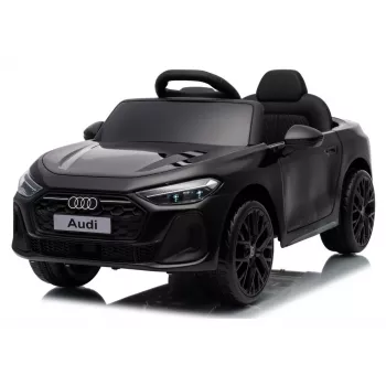 LEAN CARS Audi A5L HL788 juodas 12V baterijomis varomas vaikiškas automobilis su tėvų nuotolinio valdymo pultu, LED žibintais, MP3, EVA putplasčio ratais, eko-odos sėdyne, 30 kg maksimalia apkrova, vaikams nuo 3 iki 8 metų