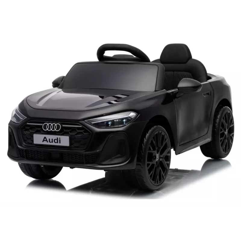LEAN CARS Audi A5L HL788 juodas 12V baterijomis varomas vaikiškas automobilis su tėvų nuotolinio valdymo pultu, LED žibintais, MP3, EVA putplasčio ratais, eko-odos sėdyne, 30 kg maksimalia apkrova, vaikams nuo 3 iki 8 metų