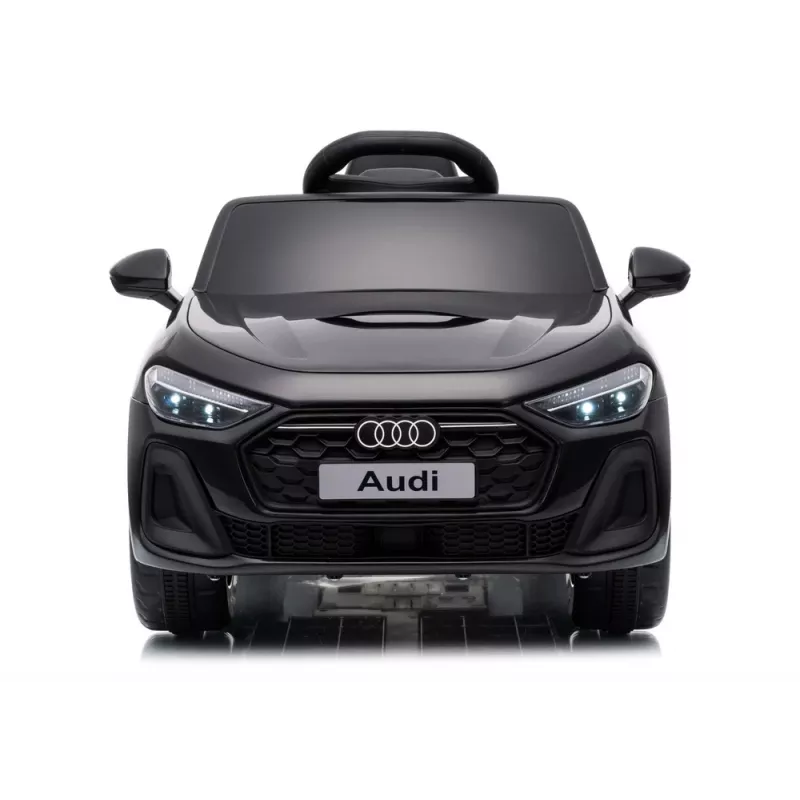 LEAN CARS Audi A5L HL788 juodas 12V baterijomis varomas vaikiškas automobilis su tėvų nuotolinio valdymo pultu, LED žibintais, MP3, EVA putplasčio ratais, eko-odos sėdyne, 30 kg maksimalia apkrova, vaikams nuo 3 iki 8 metų