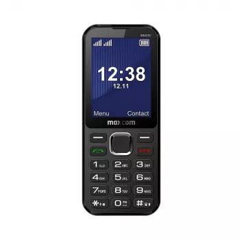 MAXCOM MM282 4G Dual SIM Feature Phone su 2,8 colio ekranu, KaiOS, 1400 mAh baterija, USB-C, Bluetooth 5.1, Wi-Fi Hotspot, 2 MP kamera, FM radiju, juoda