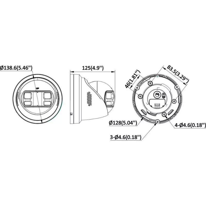 Hikvision DS-2CD2387G3P-LIS2UY/SL(180°)/O-STD juoda 8 MP panoraminė tinklo kamera