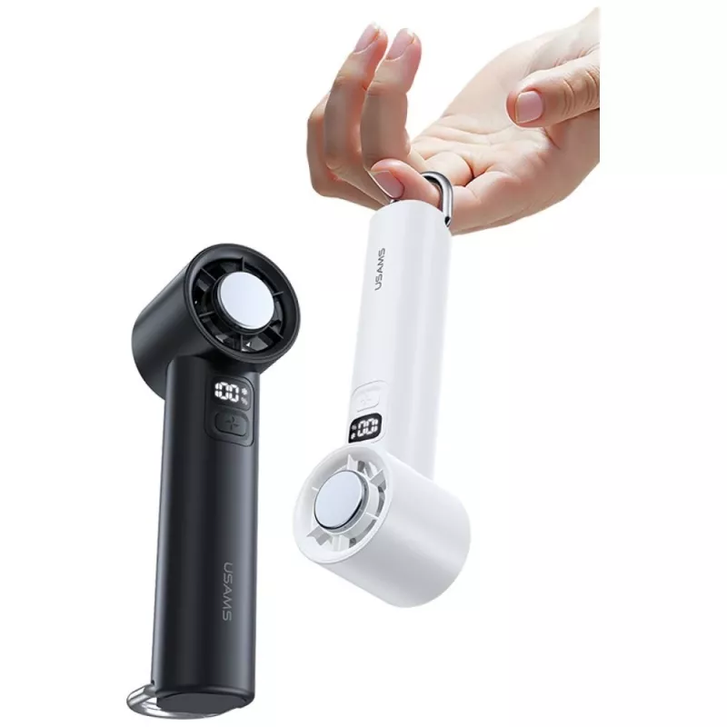 USAMS Ice-Cooling nešiojamas ventiliatorius 2000mAh juodas - nešiojamas puslaidininkinis aušinimo ventiliatorius su USB-C, 3 greičiais, nuimamu pagrindu