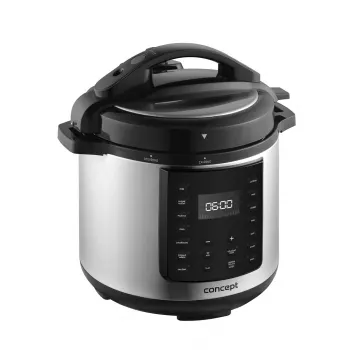 CONCEPT CK8001 Multivirimo puodas, 5L, 900W, 10 programų, LED, nelipni keraminė talpa, atidėtas paleidimas, palaikymas šiltoje, juodas/sidabrinis