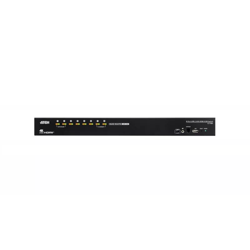 ATEN 8 prievadų USB 2.0 4K HDMI KVM jungiklis su USB 3.1 šakotuvu, garsu, montuojamas į stelažą