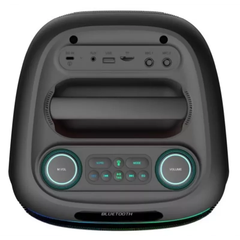 DENVER BPS-170 400W Bluetooth vakarėlių garsiakalbis su RGB apšvietimu, TWS, karaoke, FM radiju, USB/SD/AUX/Mic įvestimis