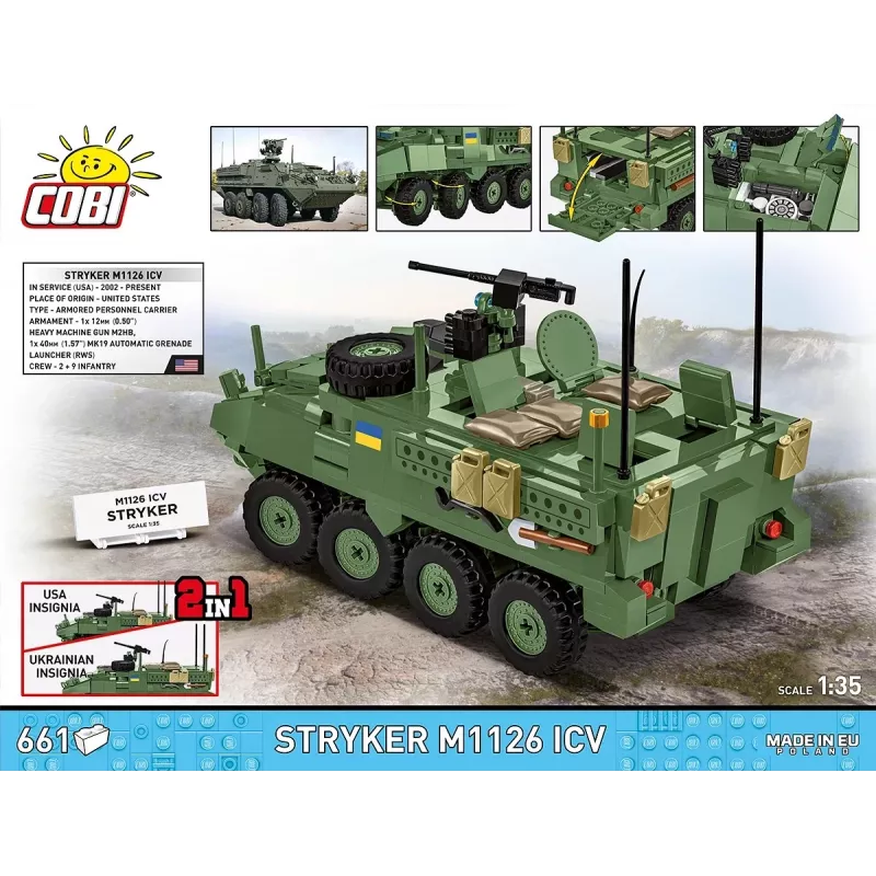 COBI Stryker M1126 ICV (1:35 mastelis) – Detalus karinės transporto priemonės modelio rinkinys