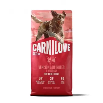 CARNILOVE ACTIVE šuo sausas su elniena, šiaurės elniu ir šernu aktyviems suaugusiems visų veislių 12 kg