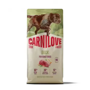 CARNILOVE TRUE FRESH šuo sausas maistas su antiena suaugusiems visų veislių 12 kg