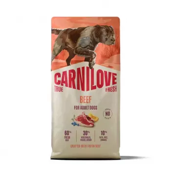 CARNILOVE TRUE FRESH šuo sausas ėdalas su jautiena suaugusiems visų veislių 12 kg