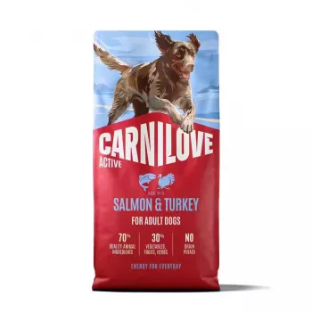 CARNILOVE ACTIVE sausas šunų maistas su lašiša ir kalakutiena suaugusiems visų veislių 12 kg