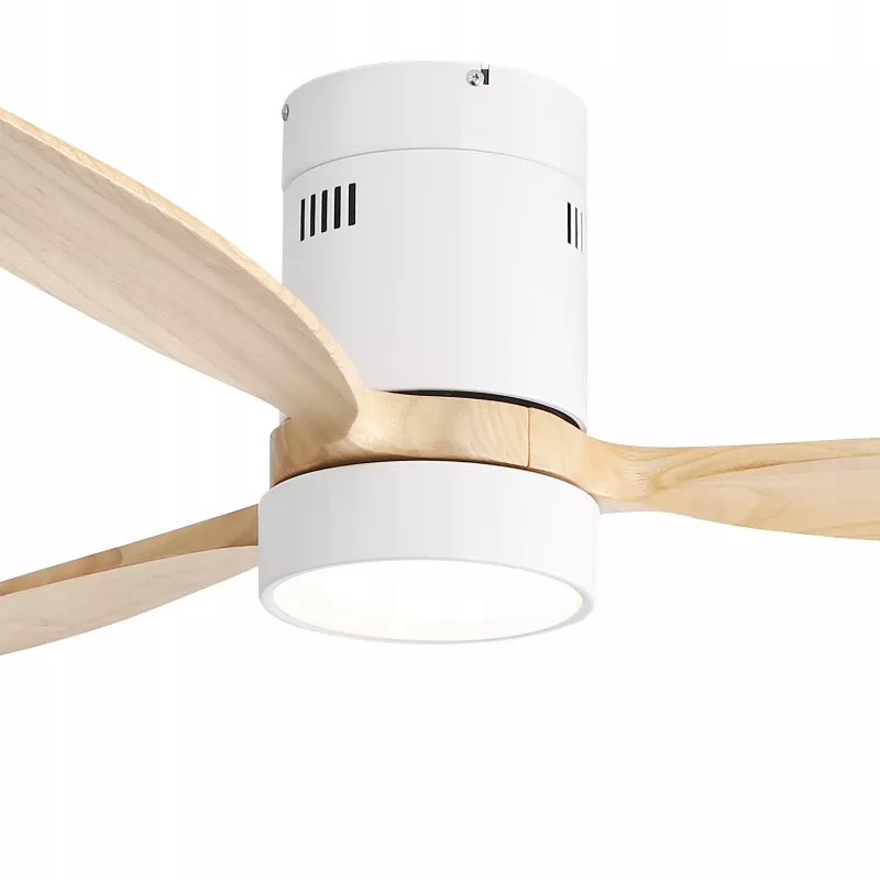 Extralink Nature Flow 52 išmanusis WiFi lubų ventiliatorius su medinėmis mentėmis, nuolatinės srovės varikliu, LED šviestuvu, valdymu per programėlę, 132 cm