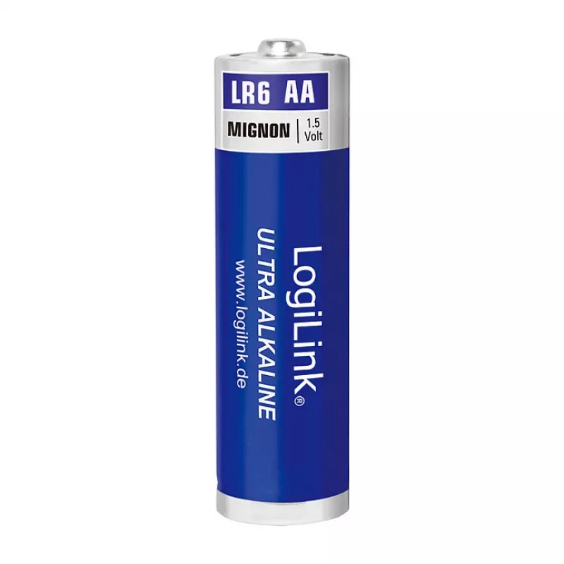 LogiLink Ultra Power šarminės AA baterijos, 8 vnt. rinkinys su susitraukiančia plėvele, 1,5 V LR6, 10 metų galiojimo laikas