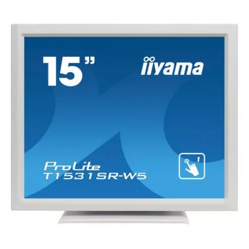 Iiyama ProLite T1531SR-W5 15 colių XGA 4:3 5 laidų varžinis jutiklinis LED monitorius, baltas