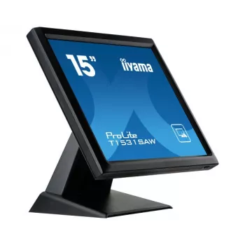 Iiyama ProLite T1531SAW-B5 15 colių XGA varžinis jutiklinis LED monitorius, 4:3, DVI-D/VGA, USB, garsiakalbiai, IP54 priekinė dalis, VESA, juoda