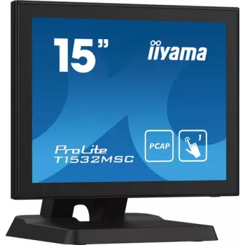 Iiyama ProLite T1532MSC-B5X 15 colių projekcinės talpos jutiklinis LED monitorius - 1024x768 XGA, 10 taškų, HDMI, DVI, VGA, USB, IP54 priekis, 7H, garsiakalbiai
