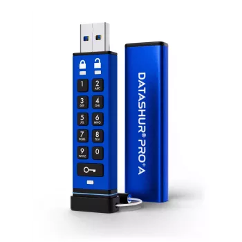 iStorage datAshur PRO+A 64GB USB-C atmintukas, AES 256 bitų XTS aparatinė šifracija, PIN autentifikavimas, FIPS 140-2 Level 3, IP68 atsparus vandeniui ir dulkėms, tvirtas aliuminis, Zero-Footprint