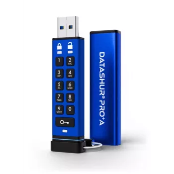 iStorage datAshur PRO+A 64GB USB-C atmintukas, AES 256 bitų XTS aparatinė šifracija, PIN autentifikavimas, FIPS 140-2 Level 3, IP68 atsparus vandeniui ir dulkėms, tvirtas aliuminis, Zero-Footprint