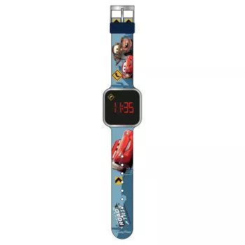 PULIO vaikų skaitmeninis laikrodis su LED ekranu - Disney Pixar Cars tema, raudonas/juodas