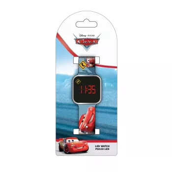 PULIO vaikų skaitmeninis laikrodis su LED ekranu - Disney Pixar Cars tema, raudonas/juodas