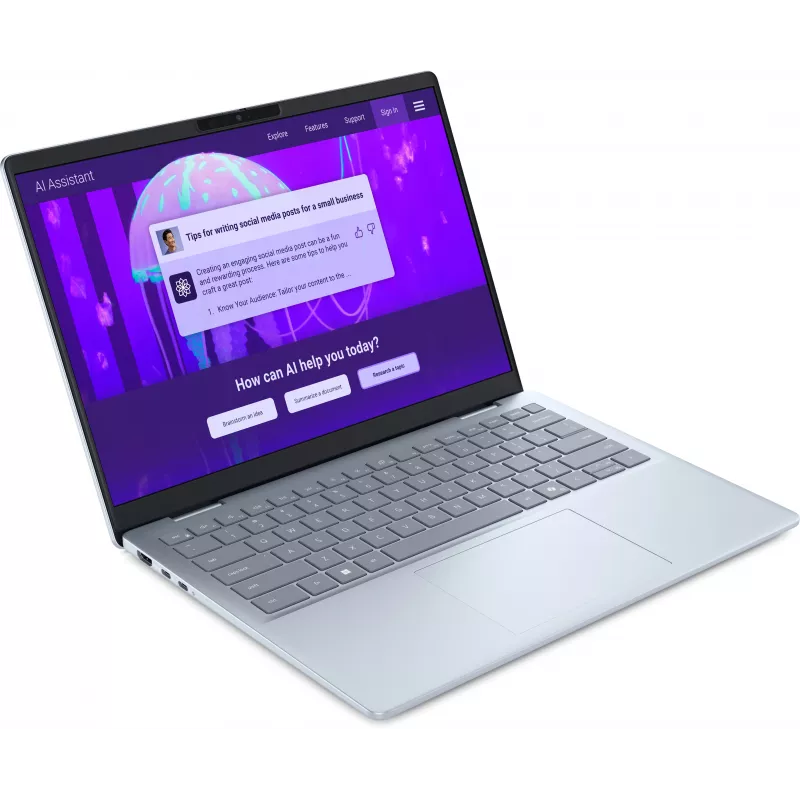 Dell 14 Plus DB14250 nešiojamasis kompiuteris - Intel Core Ultra 7 256V, 16GB RAM, 512GB SSD, 14 colių 2.5K Anti-Glare, Intel Arc Graphics, Windows 11 Pro, apšviečiama klaviatūra, pirštų atspaudų skaitytuvas, ledo mėlynos spalvos