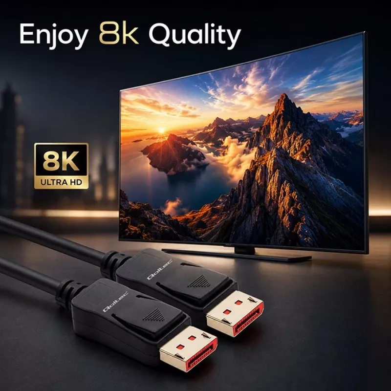 QOLTEC DisplayPort kabelis M/M v2.1 54G 0,5 m