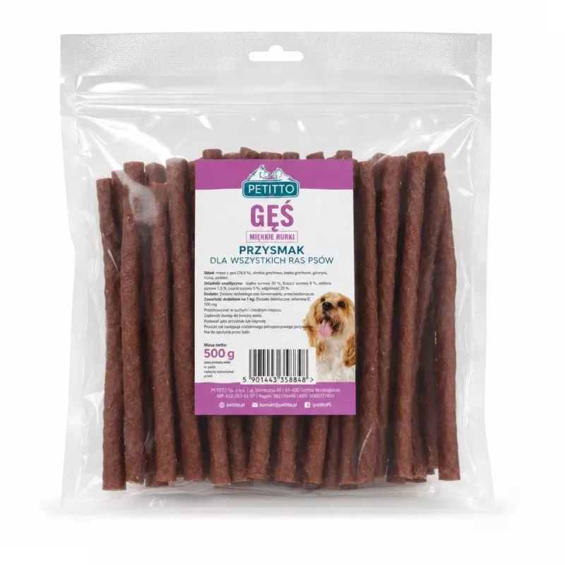 PETITTO minkšti žąsienos kąsneliai šunims 500 g