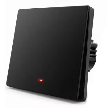Qoltec 52722 Smart Wi-Fi šviesos jungiklis, 1 kanalo, jutiklinis skydelis, laikmatis, Tuya/Smart Life, juodas