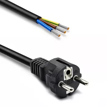QOLTEC 54598 Schuko CEE 7/7 į nuimtus ir lituotus laidus maitinimo laidas 3m H05VV-F 3x1,0mm² juodas