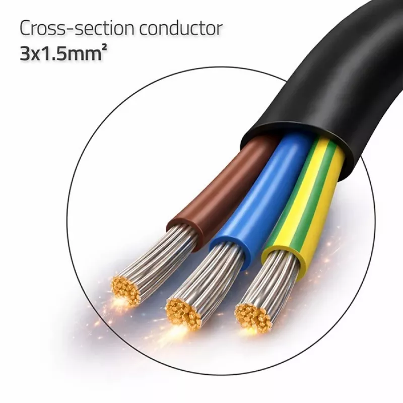 QOLTEC 54598 Schuko CEE 7/7 į nuimtus ir lituotus laidus maitinimo laidas 3m H05VV-F 3x1,0mm² juodas